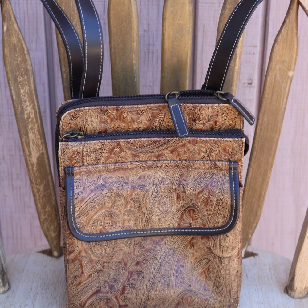 Vintage Relic by Paisley Fossil Crossbody Bag Western Faux Leather